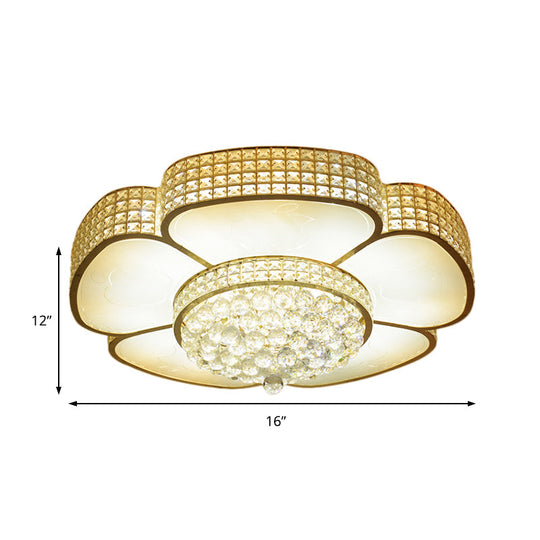 Modern Crystal Flower Ceiling Lamp - 16"/23.5" W Flush Ceiling Light in Gold