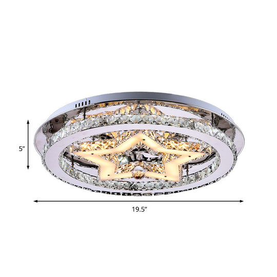 Contemporary Star Semi Flush Pendant Light with Clear Crystal Shade - LED Ceiling Lighting in Chrome (16"/19.5"/23.5" W)