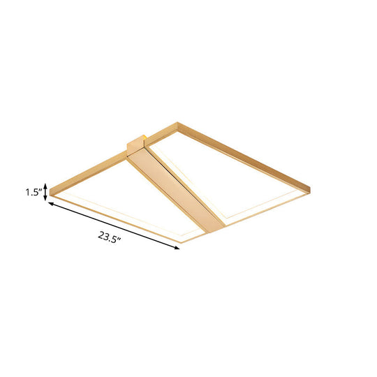 Square Gold Metal Flush Mount Ceiling Light for Modern Bedroom - 18"/23.5" W LED, Warm/White