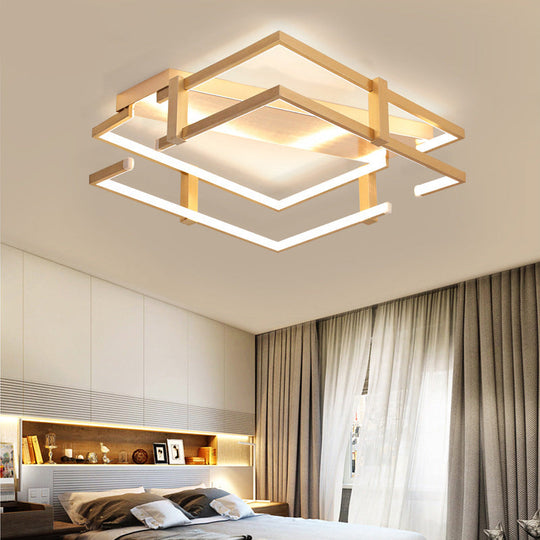 Nordic Gold LED Bedroom Ceiling Lamp, Aluminum Frame, Flush Mount Light Fixture in Warm/White, 18"/23.5"W