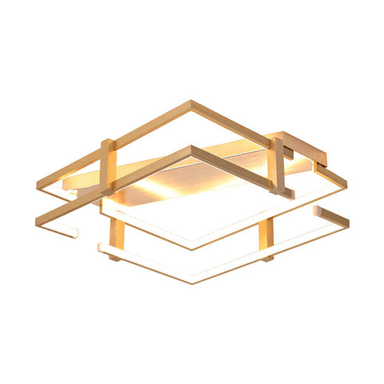 Nordic Gold LED Bedroom Ceiling Lamp, Aluminum Frame, Flush Mount Light Fixture in Warm/White, 18"/23.5"W