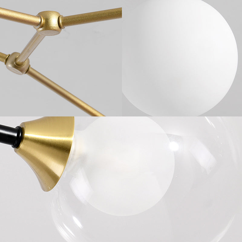 Modern Ball Pendant Light: Clear/Milky White Glass 4/5/6-Head Dining Room Chandelier With Black/Gold