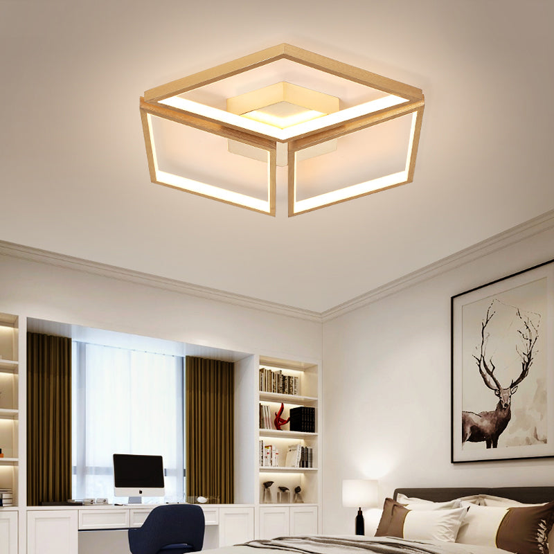 Nordic Metal Integrated LED Rhombus Flush Ceiling Light in Warm/White, 18"/23.5" W