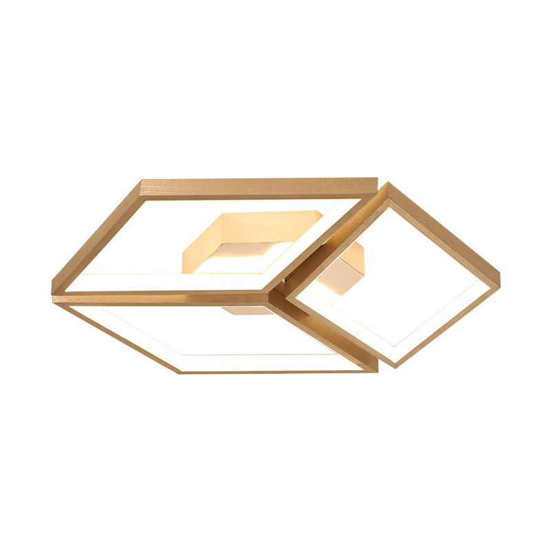 Nordic Metal Integrated LED Rhombus Flush Ceiling Light in Warm/White, 18"/23.5" W