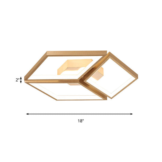 Nordic Metal Integrated LED Rhombus Flush Ceiling Light in Warm/White, 18"/23.5" W