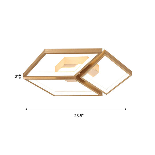 Nordic Metal Integrated LED Rhombus Flush Ceiling Light in Warm/White, 18"/23.5" W