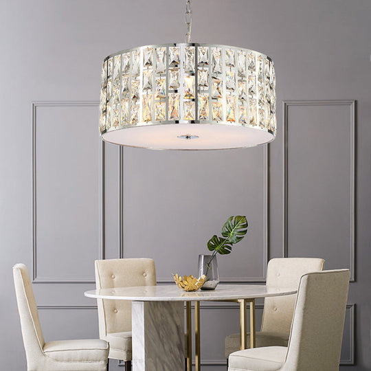 Sleek 5-Light Crystal Chandelier in Chrome with Diffuser – Elegant Hanging Ceiling Fixture