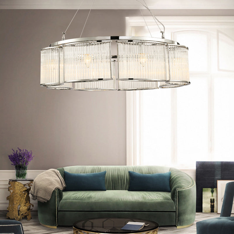 Modern Crystal Round Ceiling Chandelier - 29.5"/33.5" Wide Chrome Pendant Light Fixture