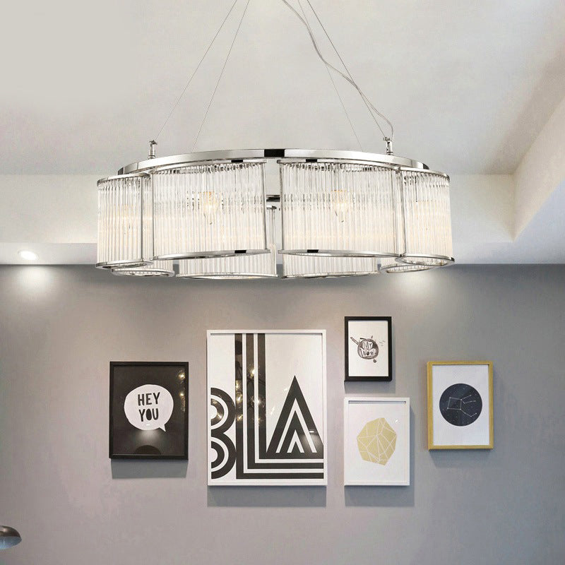 Modern Crystal Round Ceiling Chandelier - 29.5"/33.5" Wide Chrome Pendant Light Fixture