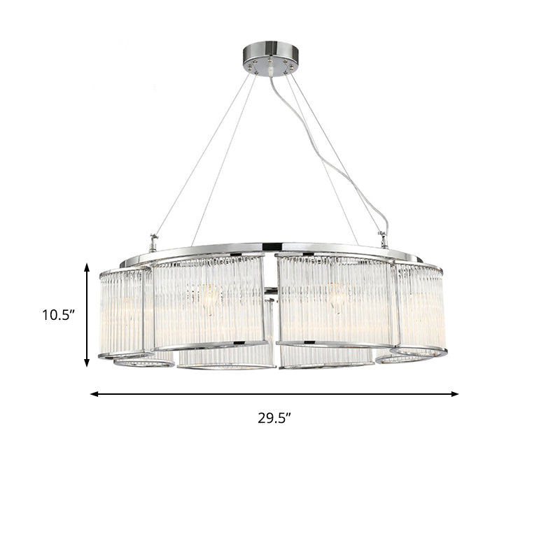 Modern Crystal Round Ceiling Chandelier - 29.5"/33.5" Wide Chrome Pendant Light Fixture