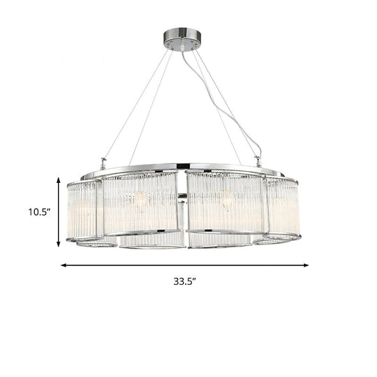 Modern Crystal Round Ceiling Chandelier - 29.5"/33.5" Wide Chrome Pendant Light Fixture