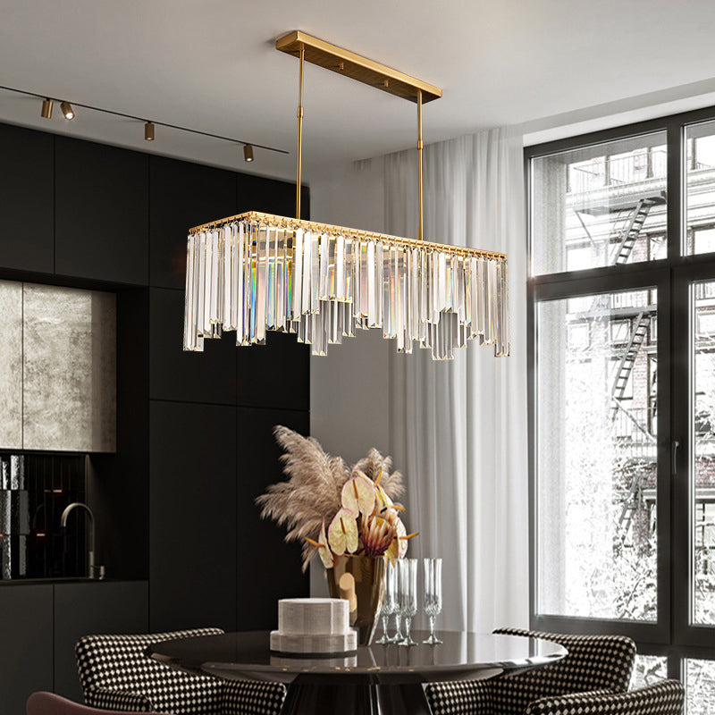 Modern Gold Linear Crystal LED Chandelier Lamp - 24.5"/32" Wide Pendant Lighting for Living Room
