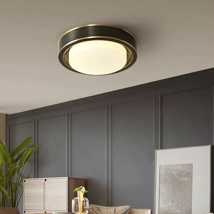 Simple Modern Black Copper Ceiling Lamp – Sleek Design for Living Rooms
