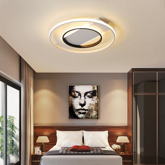 Minimalist Black & White Ceiling Light with Integrated LED - Warm/White -Multiple Sizes
