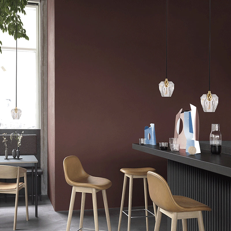 Contemporary Crystal Pendant Light With Faceted Design - Hanging Ceiling For Bedside Clear