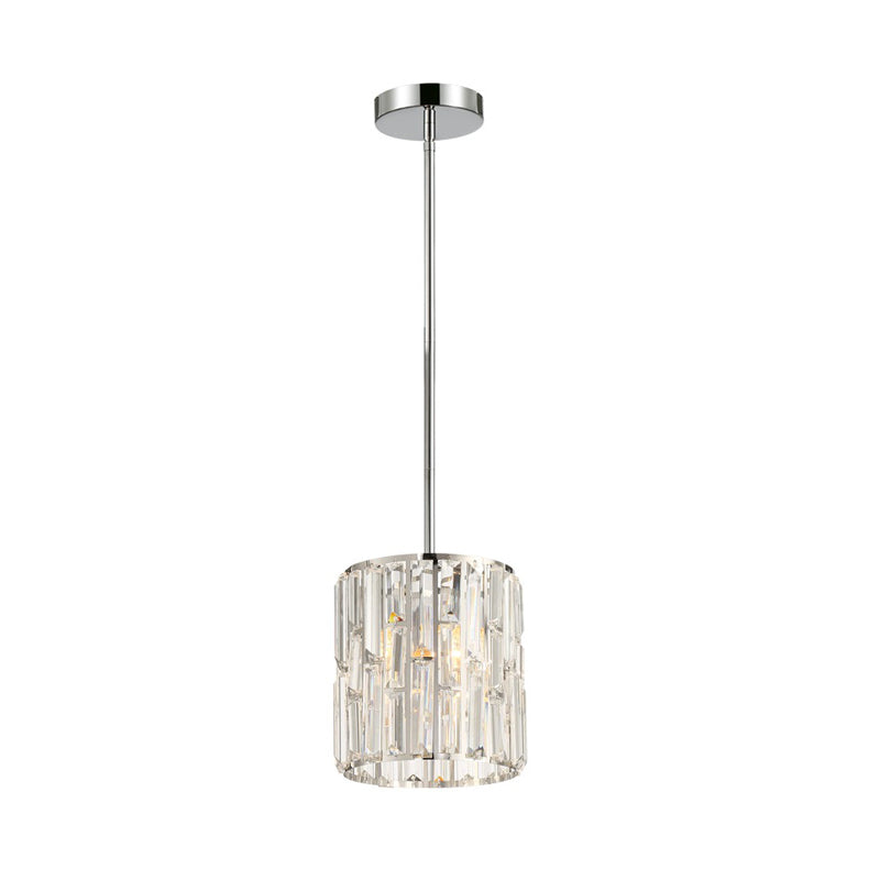 Suspension cylindrique en cristal transparent moderne pour table de chevet