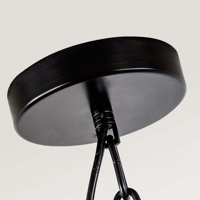 Suspension géométrique en fil de fer avec accent en cristal - Suspension de plafond noire moderne