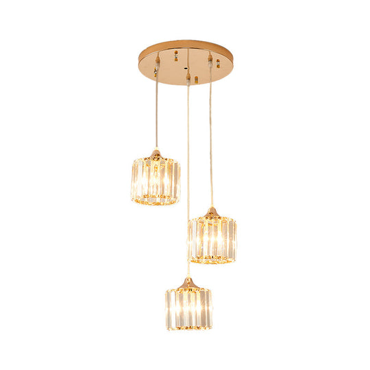 Gold Crystal Prism Pendant Light: Modern Stylish 3-Light Fixture