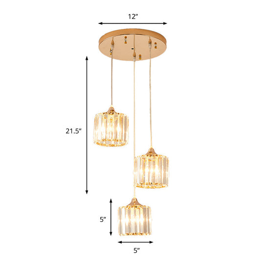 Gold Crystal Prism Pendant Light: Modern Stylish 3-Light Fixture