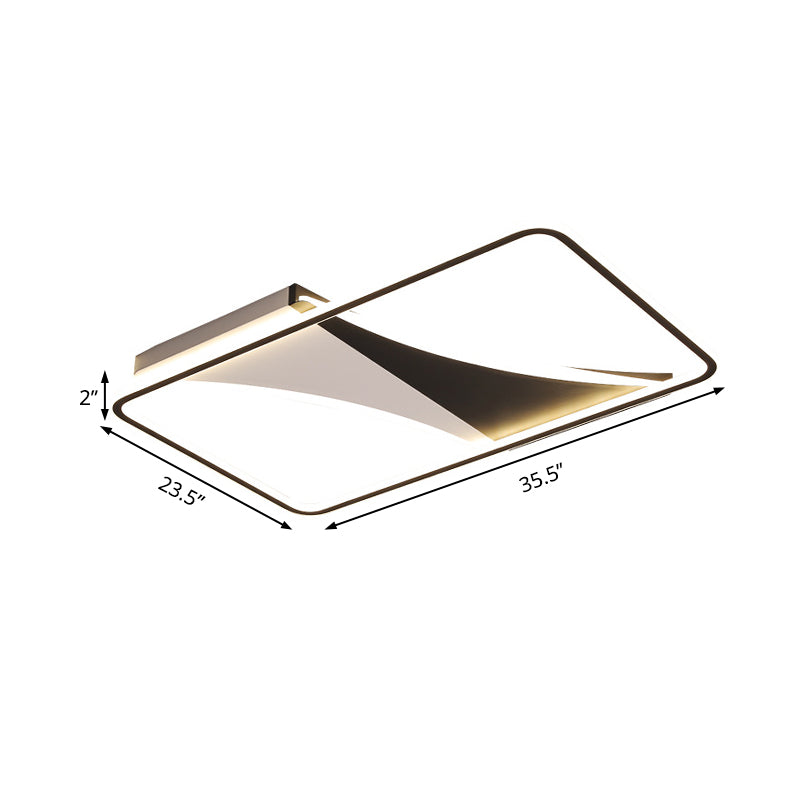 Modern Acrylic Flush Light for Bedroom - Square/Rectangular Ceiling Lighting in Black/White, Warm/White LED, 16"/19.5"/23.5" W