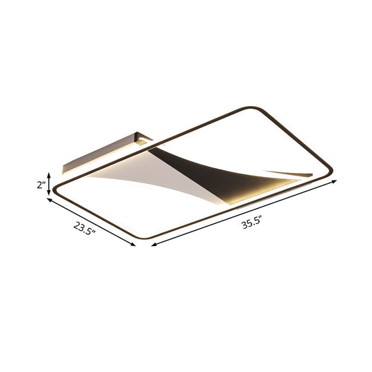 Modern Acrylic Flush Light for Bedroom - Square/Rectangular Ceiling Lighting in Black/White, Warm/White LED, 16"/19.5"/23.5" W