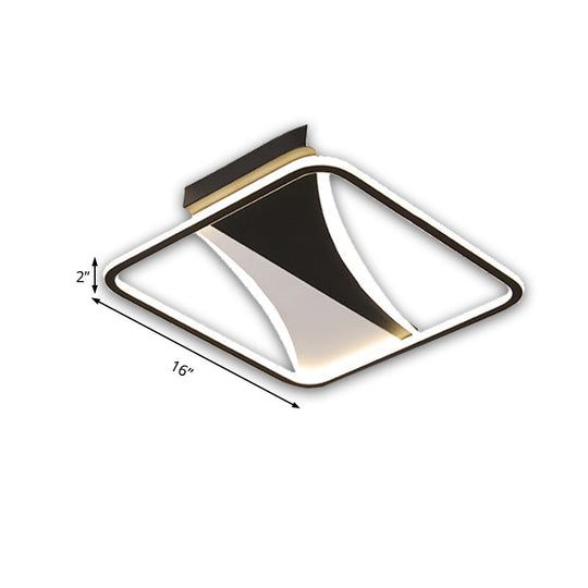 Modern Acrylic Flush Light For Bedroom - Square/Rectangular Ceiling Lighting In Black/White