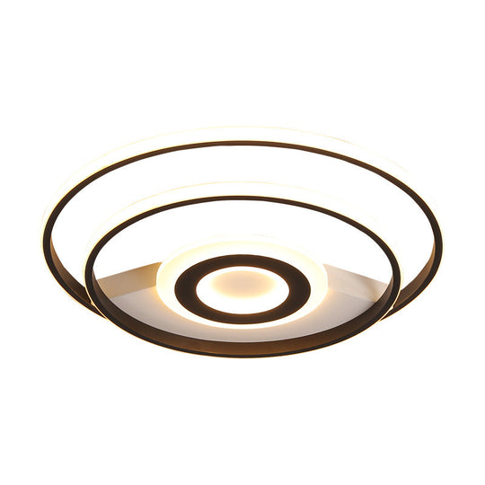 Black Ring Flush Mount Light Nordic Acrylic Led Ceiling Lighting For Bedroom (16/19.5/23.5 W) -