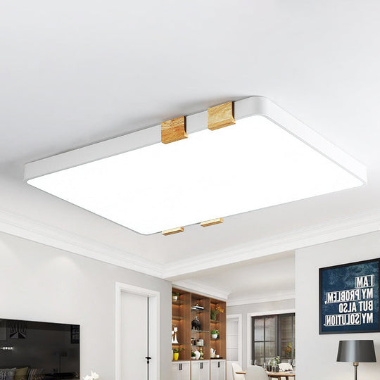 Nordic 1 Light Grey/White Ceiling Lamp - Acrylic Shade, Rectangular Flush Mount with Warm/White Lighting
