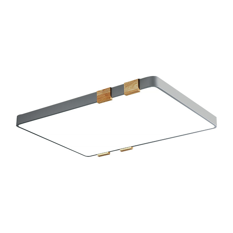 Nordic 1 Light Grey/White Ceiling Lamp - Acrylic Shade, Rectangular Flush Mount with Warm/White Lighting