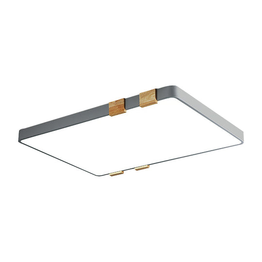 Nordic 1 Light Grey/White Ceiling Lamp - Acrylic Shade, Rectangular Flush Mount with Warm/White Lighting