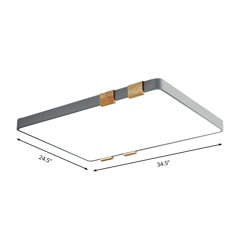 Nordic 1 Light Grey/White Ceiling Lamp - Acrylic Shade, Rectangular Flush Mount with Warm/White Lighting