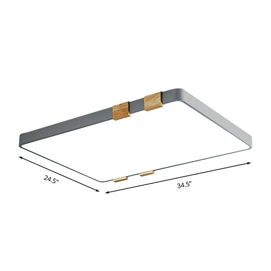 Nordic 1 Light Grey/White Ceiling Lamp - Acrylic Shade, Rectangular Flush Mount with Warm/White Lighting