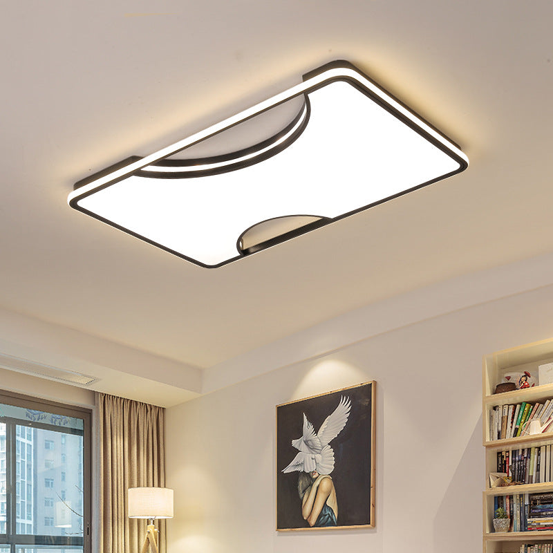 Modern Rectangular/Square Acrylic Flush Ceiling Light, LED Ceiling Lamp in Black/White, Warm/White (16"/19.5"/35.5" W)