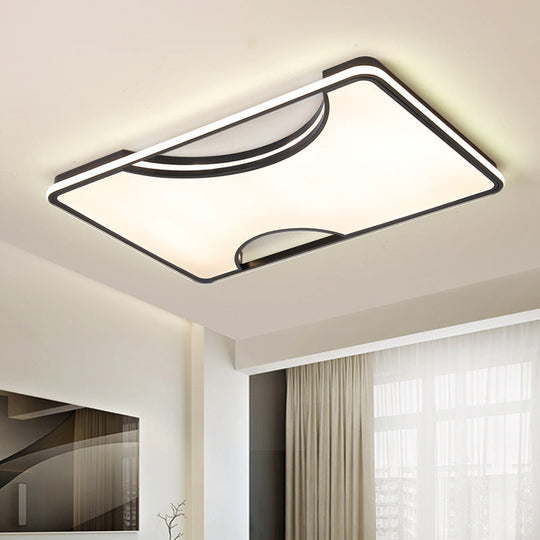 Modern Rectangular/Square Acrylic Flush Ceiling Light, LED Ceiling Lamp in Black/White, Warm/White (16"/19.5"/35.5" W)