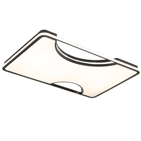 Modern Rectangular/Square Acrylic Flush Ceiling Light, LED Ceiling Lamp in Black/White, Warm/White (16"/19.5"/35.5" W)