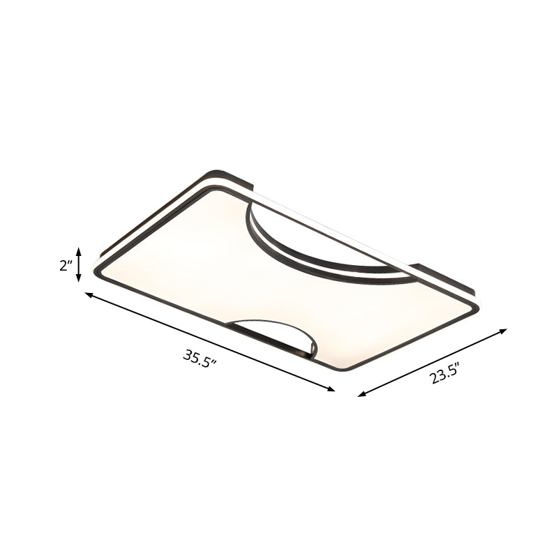 Modern Rectangular/Square Acrylic Flush Ceiling Light, LED Ceiling Lamp in Black/White, Warm/White (16"/19.5"/35.5" W)