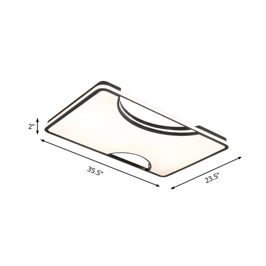 Modern Rectangular/Square Acrylic Flush Ceiling Light, LED Ceiling Lamp in Black/White, Warm/White (16"/19.5"/35.5" W)