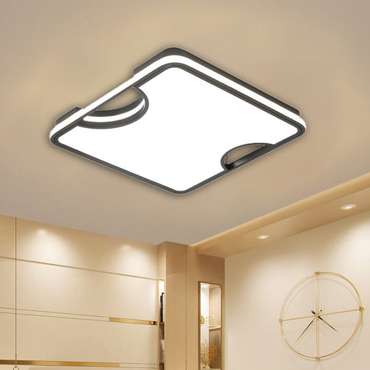 Modern Rectangular/Square Acrylic Flush Ceiling Light, LED Ceiling Lamp in Black/White, Warm/White (16"/19.5"/35.5" W)