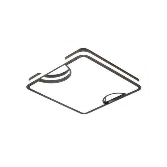 Modern Rectangular/Square Acrylic Flush Ceiling Light, LED Ceiling Lamp in Black/White, Warm/White (16"/19.5"/35.5" W)