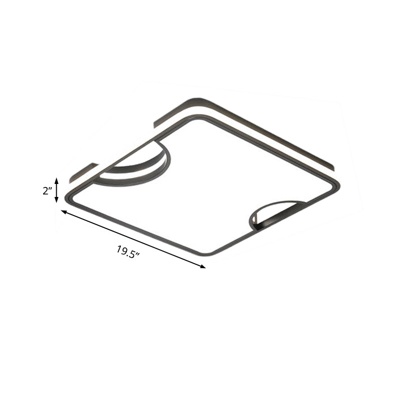 Modern Rectangular/Square Acrylic Flush Ceiling Light, LED Ceiling Lamp in Black/White, Warm/White (16"/19.5"/35.5" W)