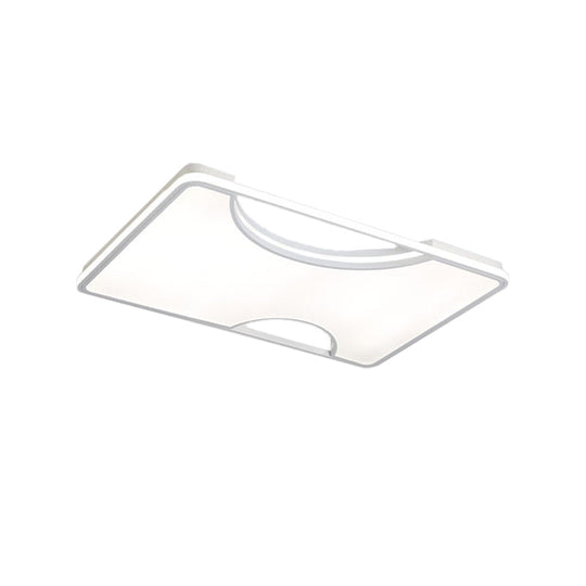 Modern Rectangular/Square Acrylic Flush Ceiling Light, LED Ceiling Lamp in Black/White, Warm/White (16"/19.5"/35.5" W)