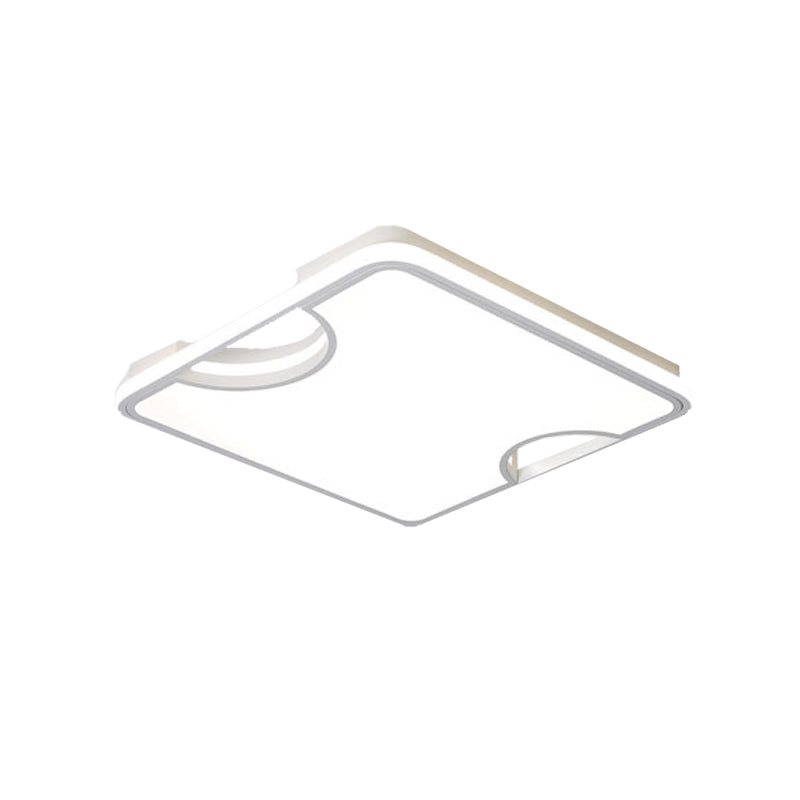 Modern Rectangular/Square Acrylic Flush Ceiling Light, LED Ceiling Lamp in Black/White, Warm/White (16"/19.5"/35.5" W)