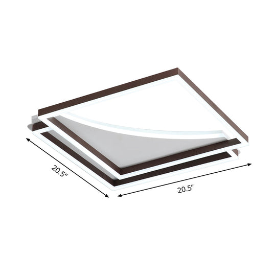 Modern Acrylic LED Ceiling Light in Coffee Brown, Flush Mount Lamp with Overlapping Design, Warm/White Light, Multiple Sizes Available