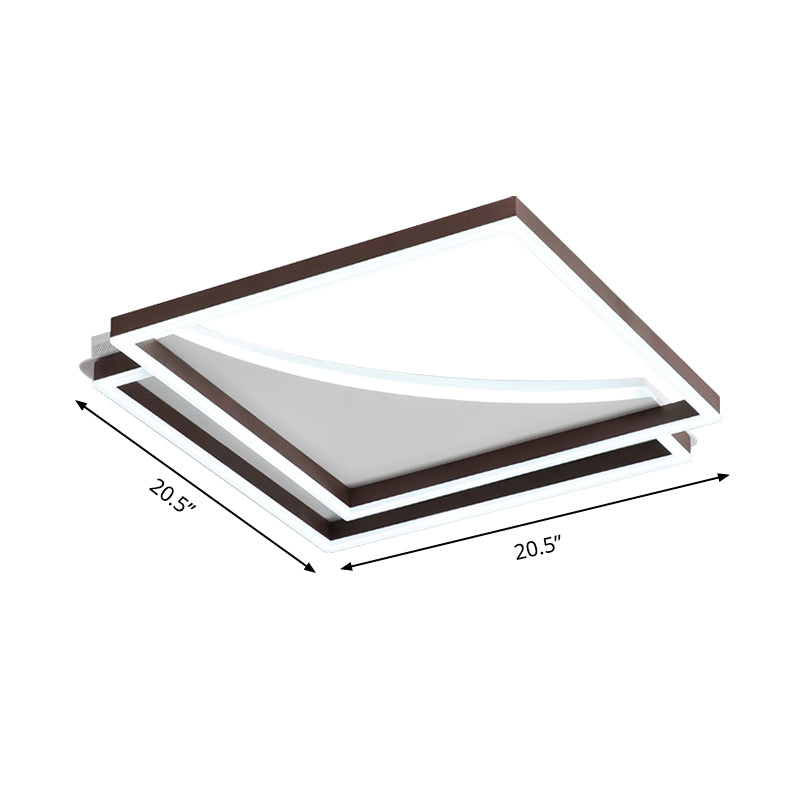 Modern Acrylic Led Ceiling Light In Coffee Brown Flush Mount Lamp With Overlapping Design Warm/White
