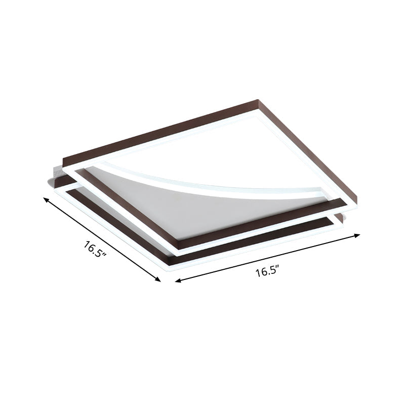 Modern Acrylic LED Ceiling Light in Coffee Brown, Flush Mount Lamp with Overlapping Design, Warm/White Light, Multiple Sizes Available