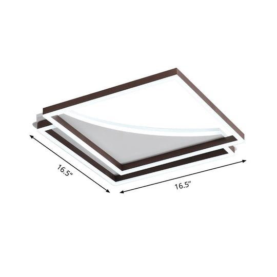 Modern Acrylic Led Ceiling Light In Coffee Brown Flush Mount Lamp With Overlapping Design Warm/White
