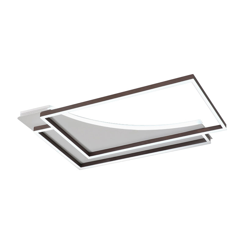 Modern Acrylic LED Ceiling Light in Coffee Brown, Flush Mount Lamp with Overlapping Design, Warm/White Light, Multiple Sizes Available