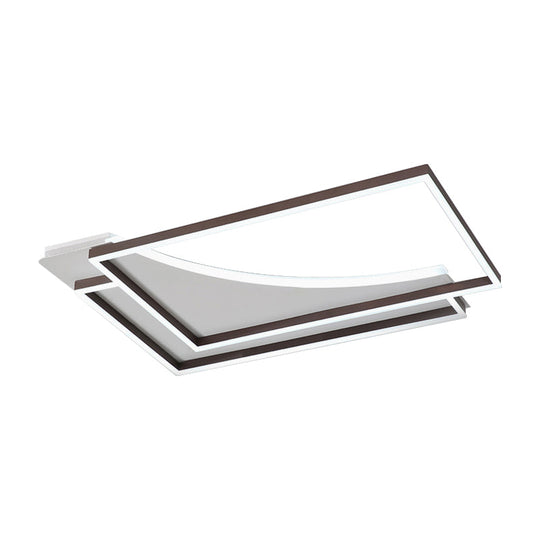 Modern Acrylic LED Ceiling Light in Coffee Brown, Flush Mount Lamp with Overlapping Design, Warm/White Light, Multiple Sizes Available