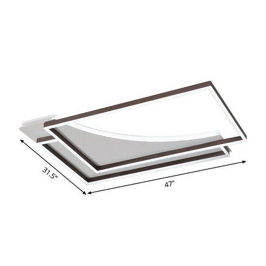 Modern Acrylic LED Ceiling Light in Coffee Brown, Flush Mount Lamp with Overlapping Design, Warm/White Light, Multiple Sizes Available