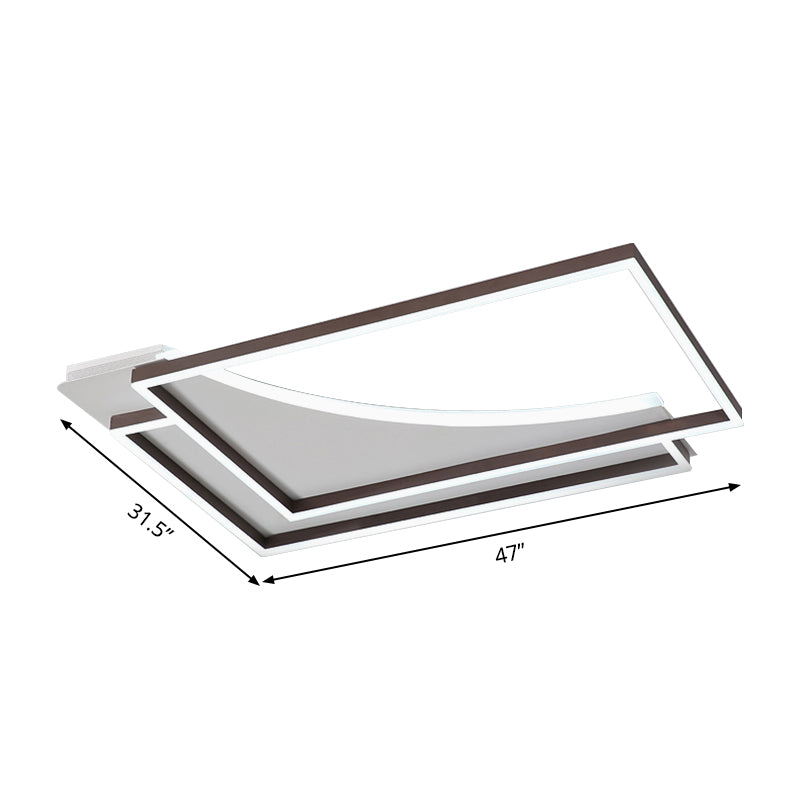 Modern Acrylic Led Ceiling Light In Coffee Brown Flush Mount Lamp With Overlapping Design Warm/White